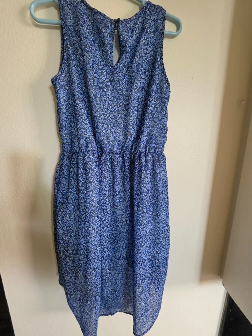 H&M Girls Blue Floral High Low Chiffon Dress Size 9-10Y